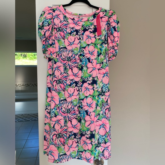 NWT LILLY PULITZER ANABELLA DRESS HIGH TIDE NAVY TALL ORDER MEDIUM - Picture 2 of 5